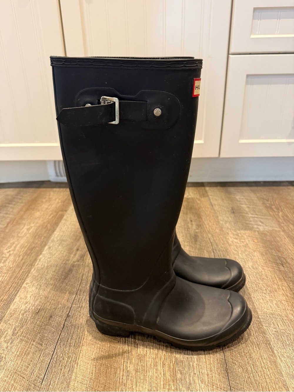 Hunter Tall Black Women's Rain Boots with Side Buckle size 7 EUC